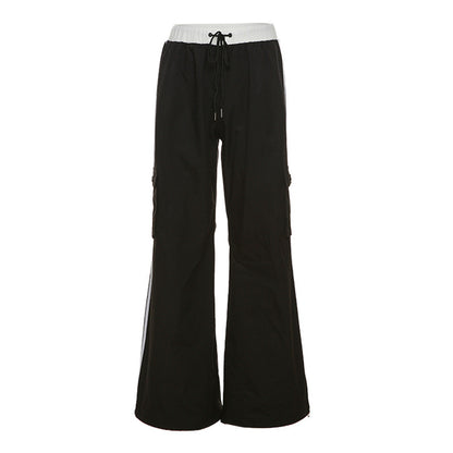 Fashion Black High Waist Black Ankle Tied Pants