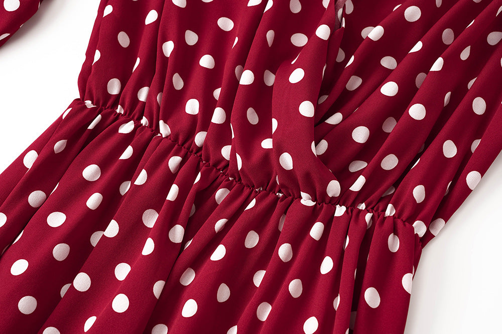 Casual Polka Dot Long Sleeves Short Dresses for Women