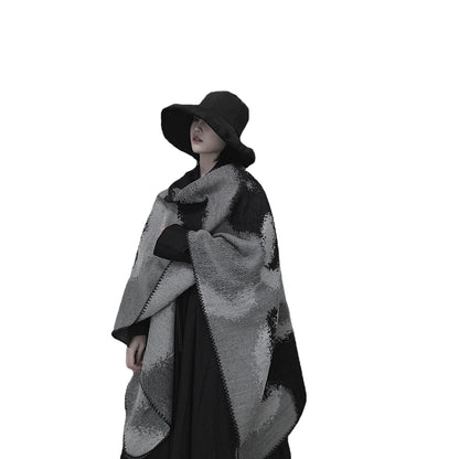 3 in 1 Faux Cashmere Black Warm Cloak Scarves