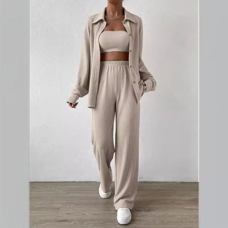 Casual Summer Turnover Collar Two Pieces Suits