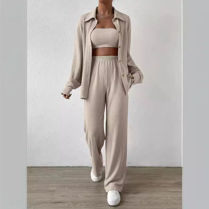 Casual Summer Turnover Collar Two Pieces Suits
