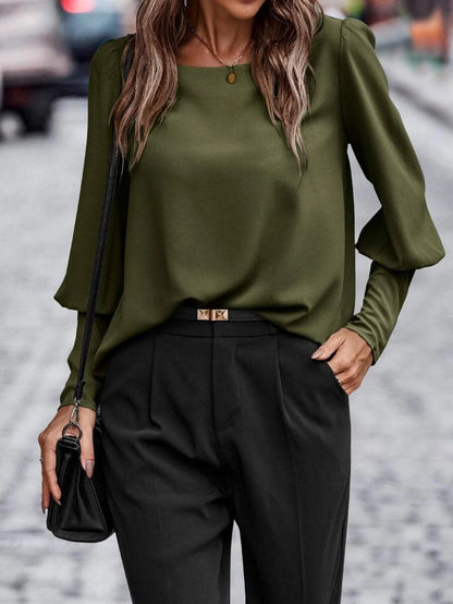 Casual Summer Back Button Long Sleeves Blouses Shirts
