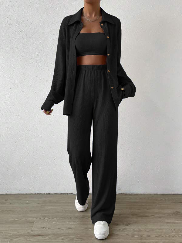 Casual Summer Turnover Collar Two Pieces Suits