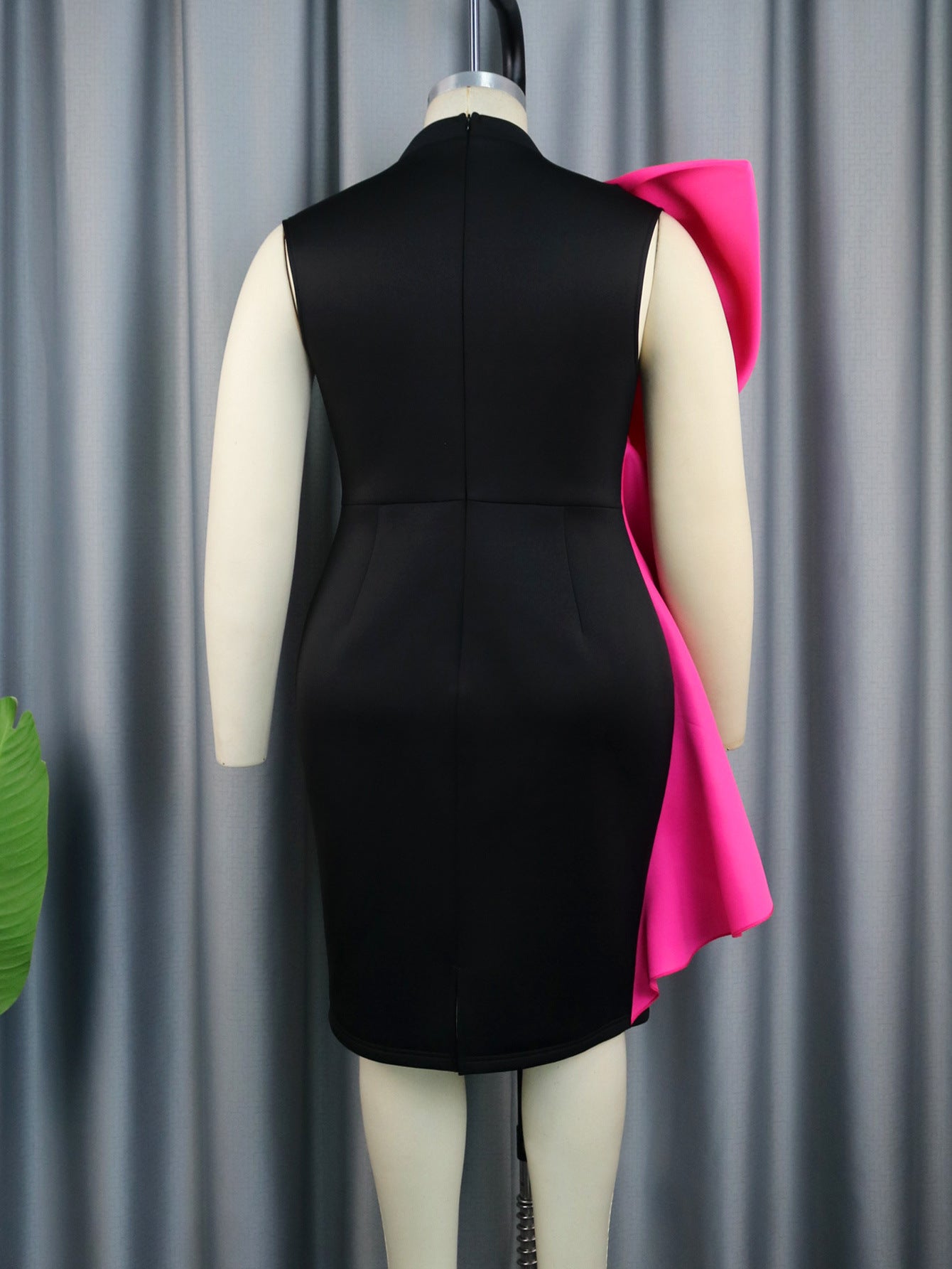 Designed Contrast Color Ruffled Evening Party Dresses