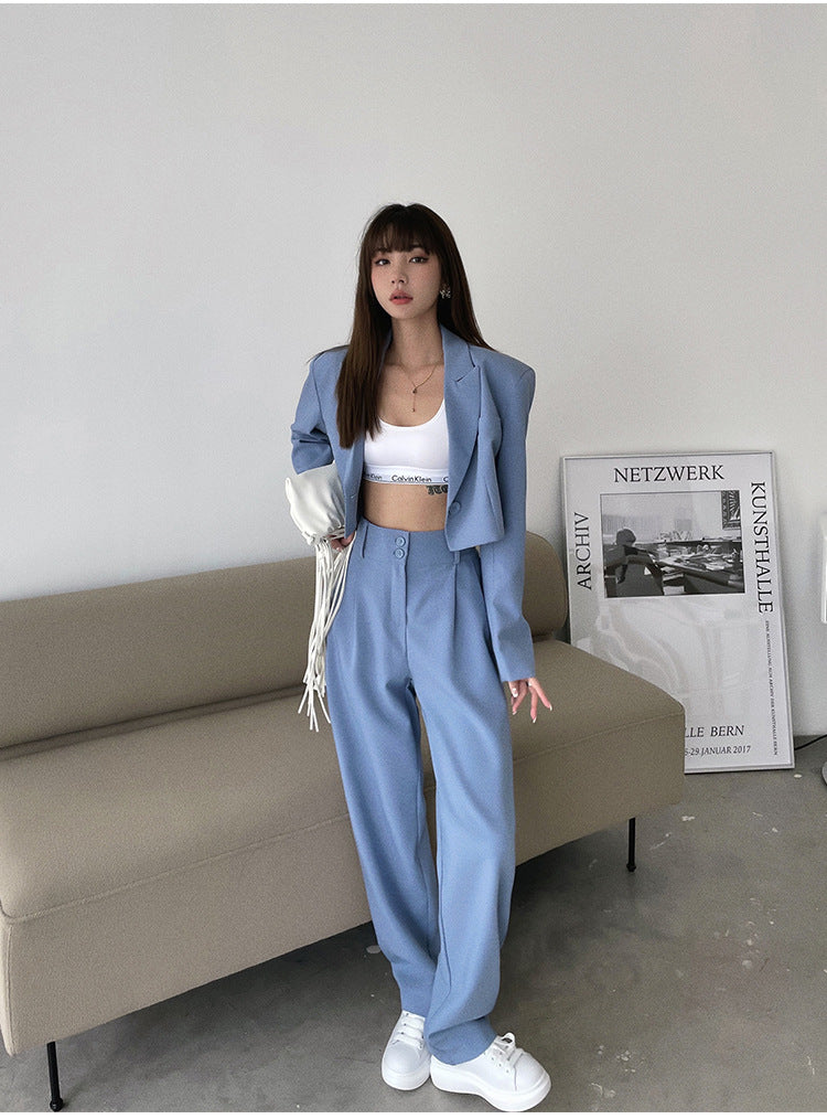 Fashion Short Blazers & High Waist Pants Suits