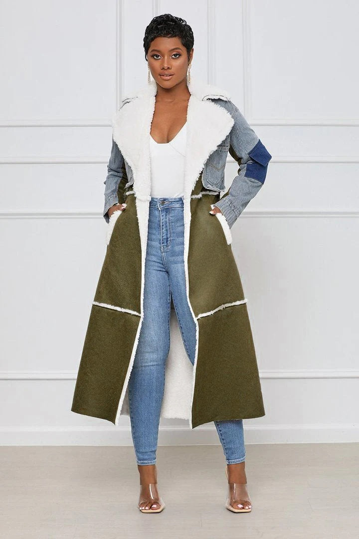 Fashion Fur & Denim Long Overcoats