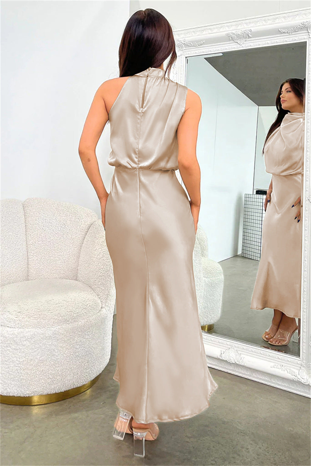 Fashion Stain Sleeveless Evening Dresses