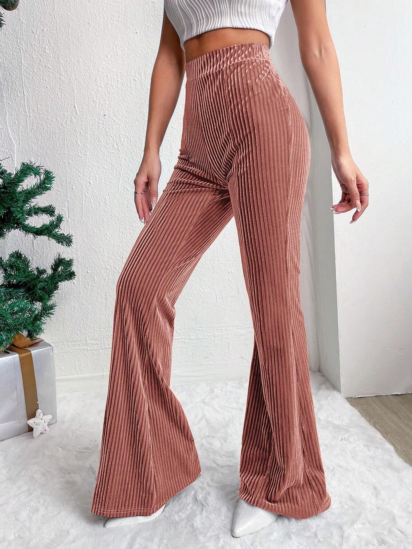 Casual High Waist Corduroy Trumpet Pants for Women