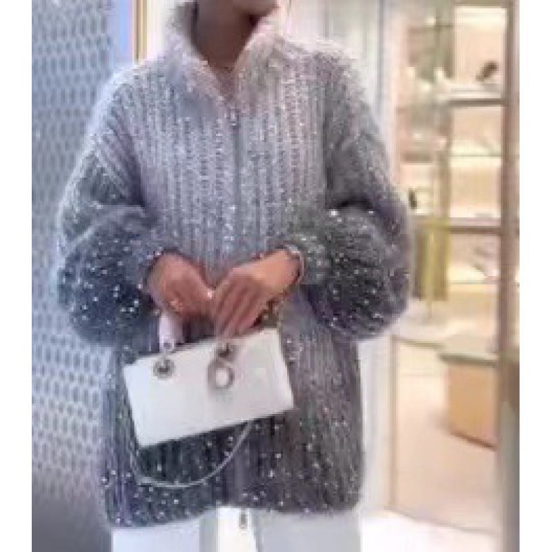 Fashion Sequined V Neck Sweaters for Women