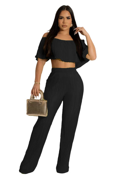 Sexy Summer Strapless Tops and Long Pants Two Pieces Suits