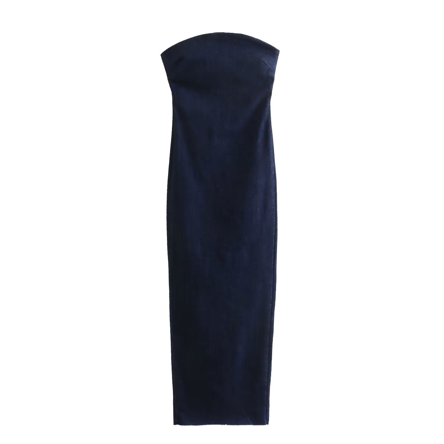 Sexy Back Zippered Strapless Denim Dresses