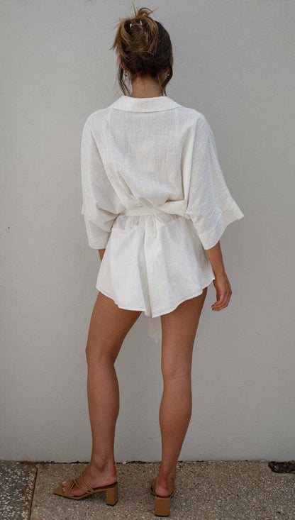 Fashion Half Sleeves Short Jumpsuits for Women