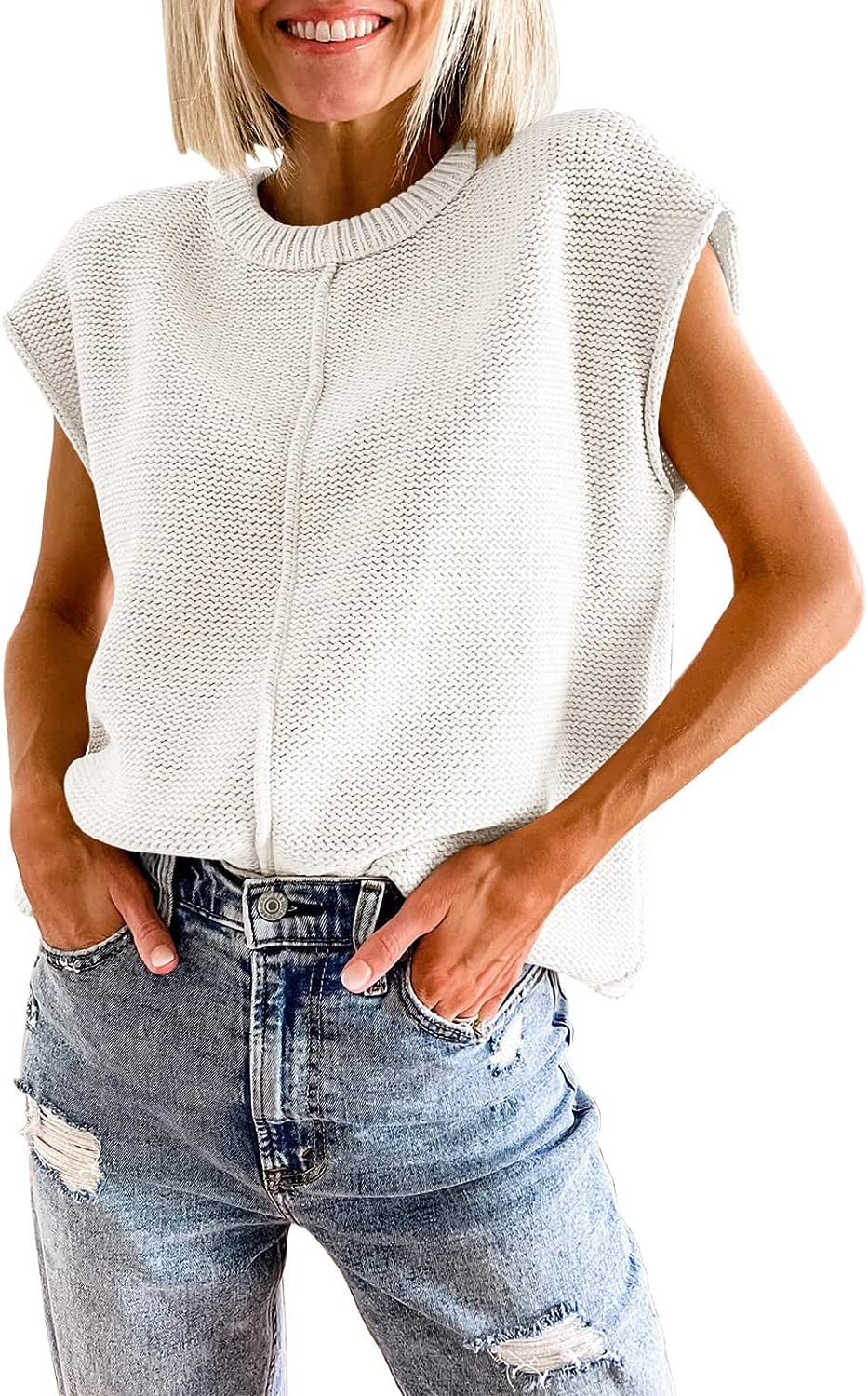 Casual Sleeveless Round Neck Knitted Vest