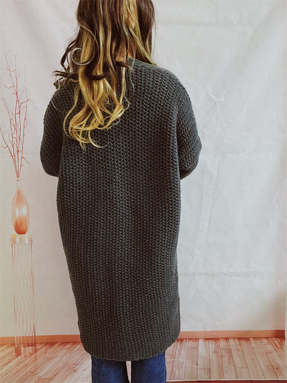 Casual Long Knitted Coats with Large Pockets