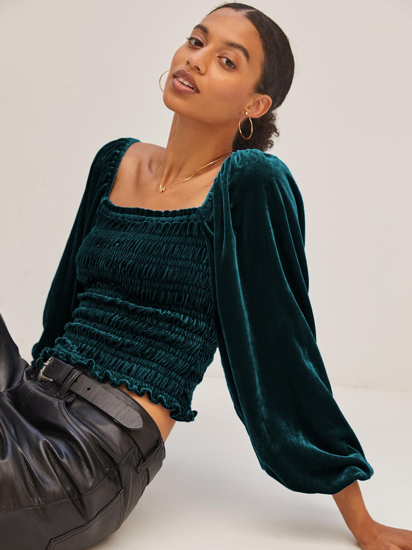 Elegant Designed Velvet Long Sleeves T Shirts