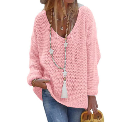 Casual V Neck Knitted Women Sweaters