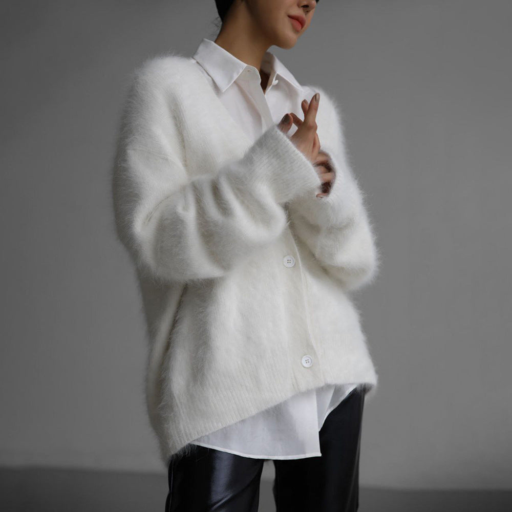 Casual V Neck Long Sleeves Knitted Sweaters