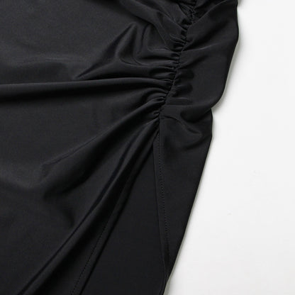 Sexy One Shoulder Waist Baring Black Evening Party Dresses