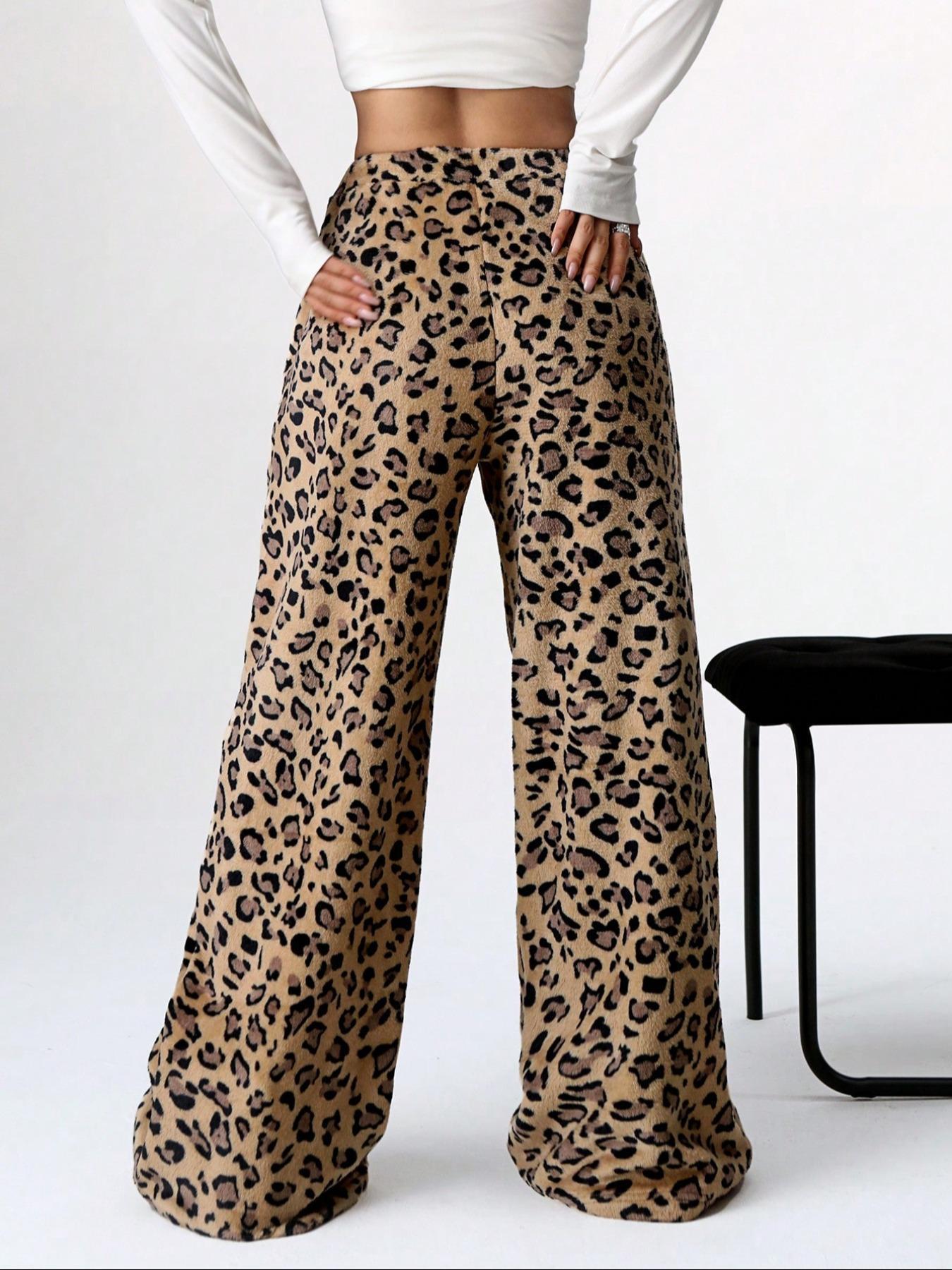 Casual Leopard Leopard Women Wide-leg Pants