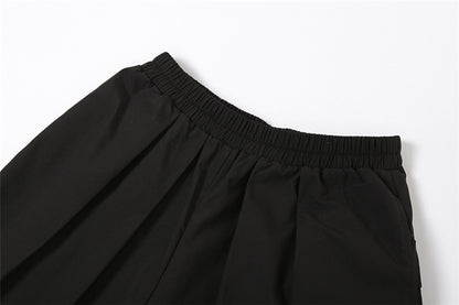 Casual High Waist Summer Black Wide Legs Pants