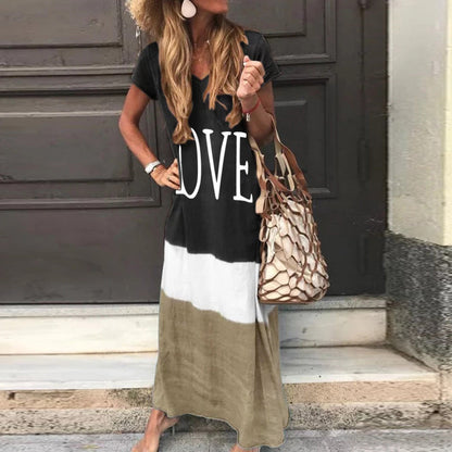 Casual Contrast Design Summer Short Sleeves Dresses