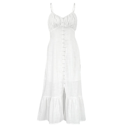 Summer Cotton Spaghetti Straps White Mini Dresses