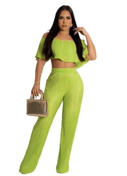 Sexy Summer Strapless Tops and Long Pants Two Pieces Suits