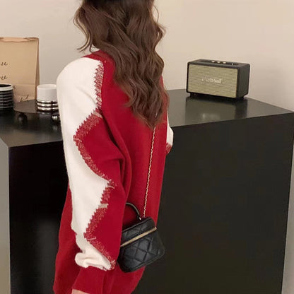 Casual Contrast Color Knitted Sweaters