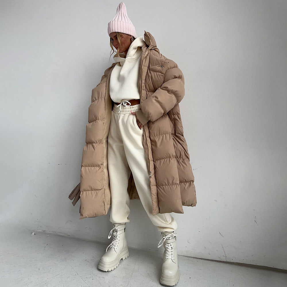 Casual Women Warm Cotton Long Overcoats for Winter