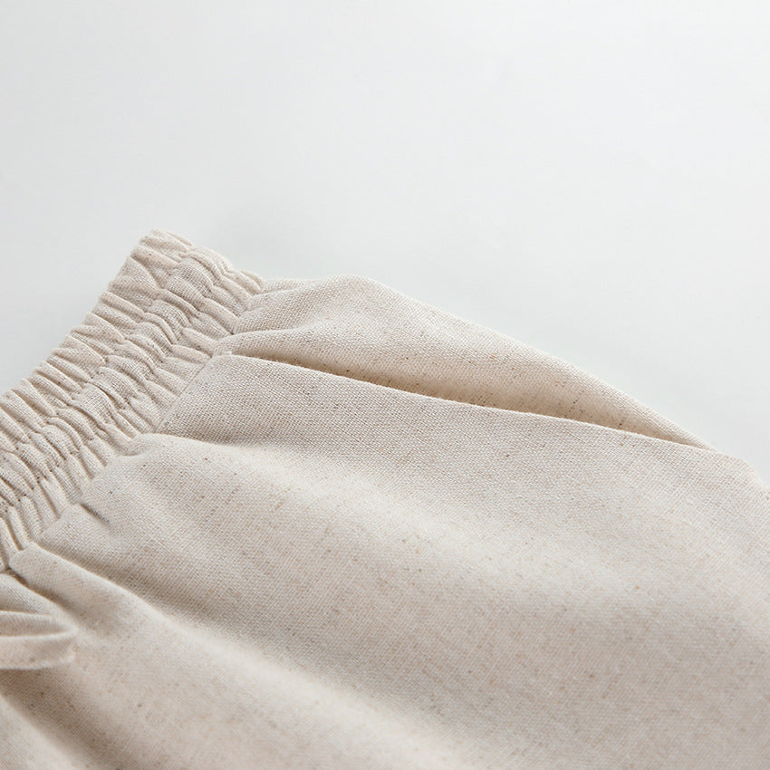 Casual Summer Cotton Linen Sleeveless Tops & Cropped Pants Suits