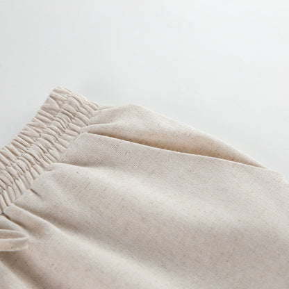 Casual Summer Cotton Linen Sleeveless Tops & Cropped Pants Suits