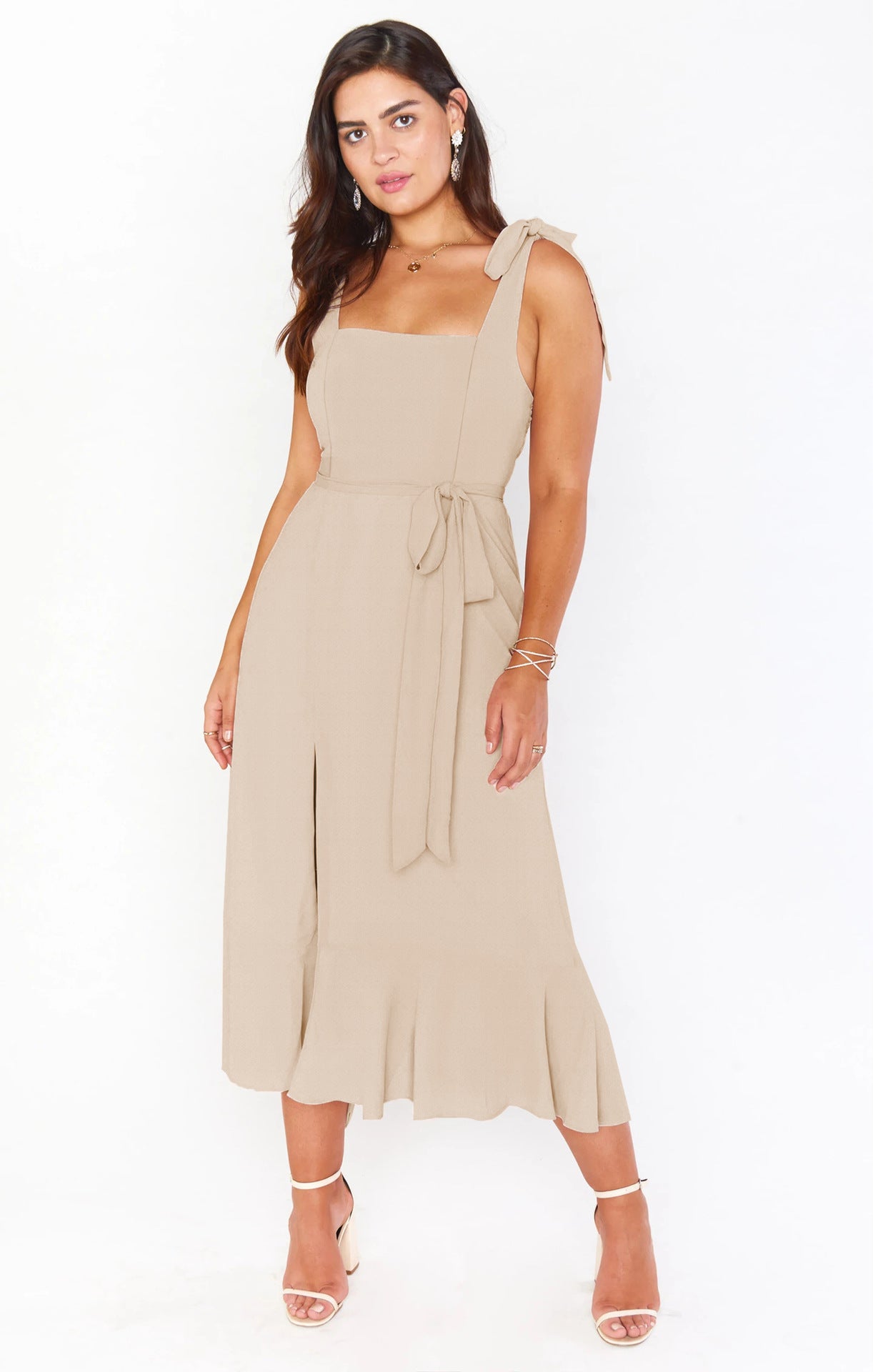 Fashion Summer Split Front Midi Dresses for Women