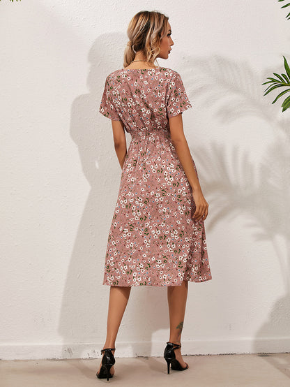 Summer Floral Print Short Sleeves Summer Daily Dresses
