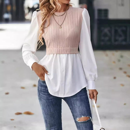 Casual Round Neck Women Blouses Shirts