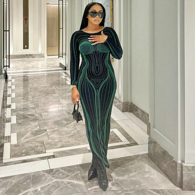 Sexy Fashion Backless Long Sleeves Dresses