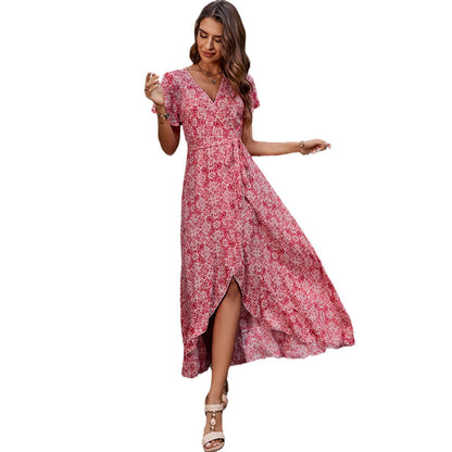 Summer V Neck Short Sleeves Beach Dresses