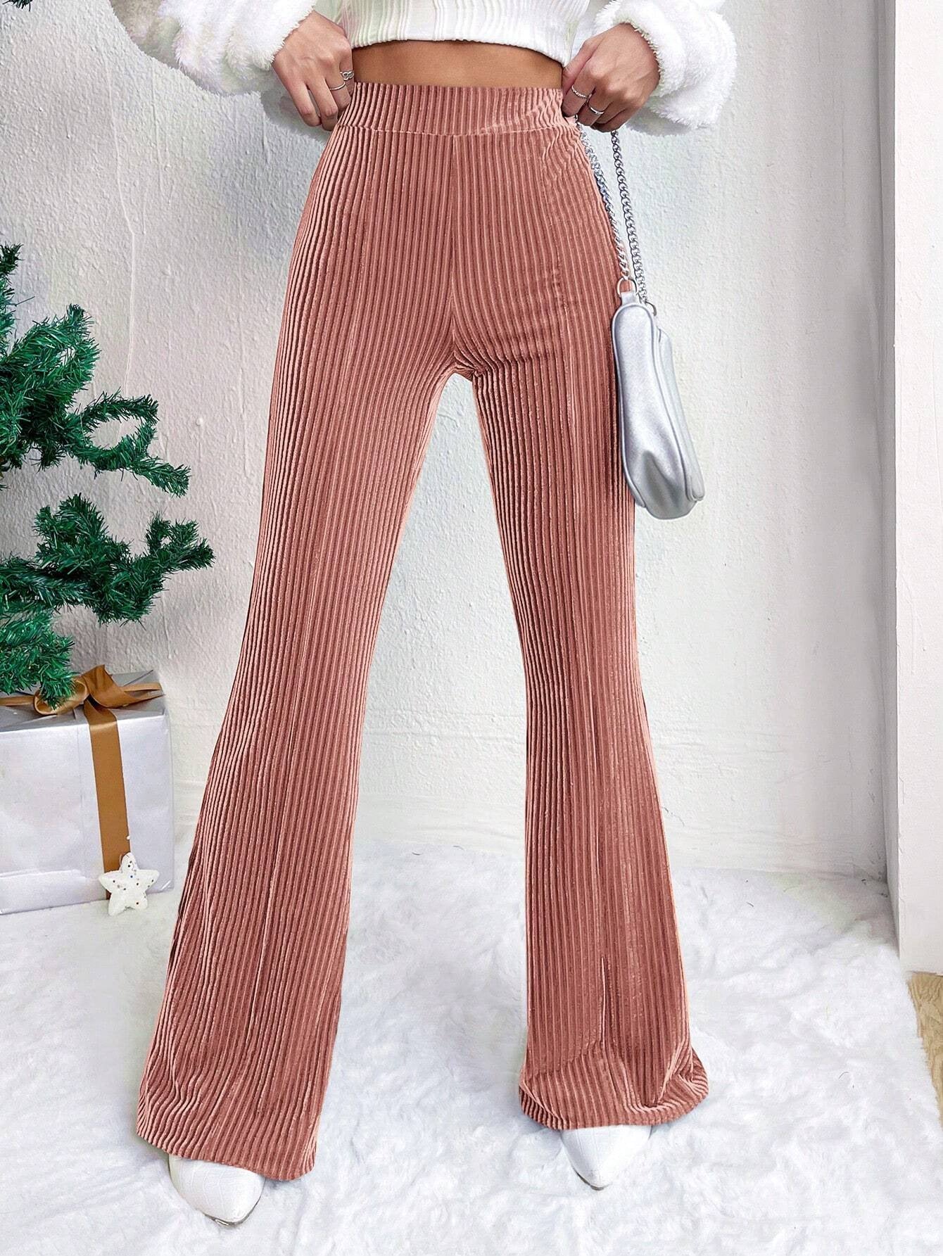 Casual High Waist Corduroy Trumpet Pants for Women