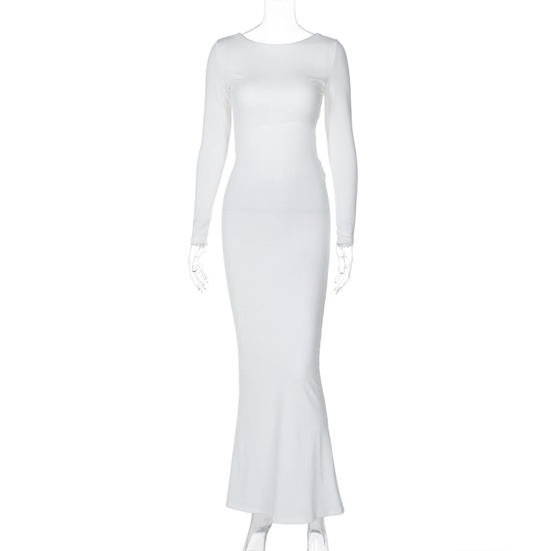 Sexy Backless Lace Up Long Sleeves Dresses