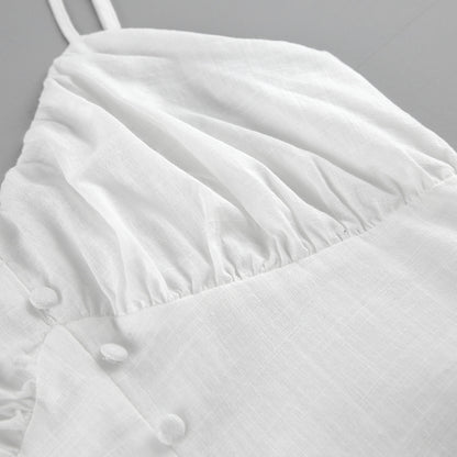 Summer Cotton Spaghetti Straps White Mini Dresses