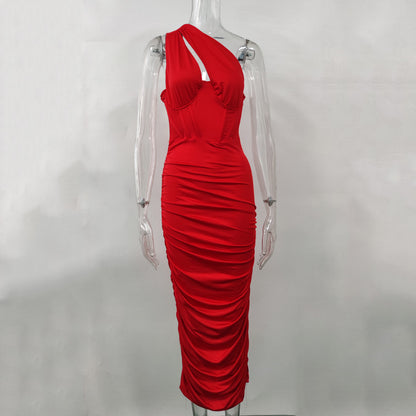 Sexy One Shoulder Backless Sheath Dresses