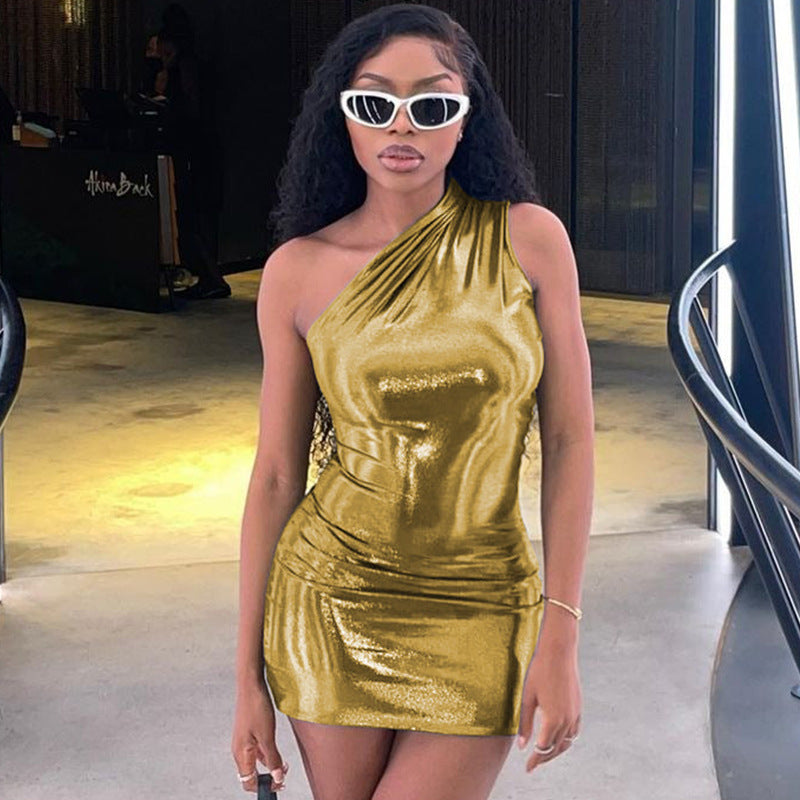 Sexy One Shoulder Sleeveless Sheath Mini Dresses