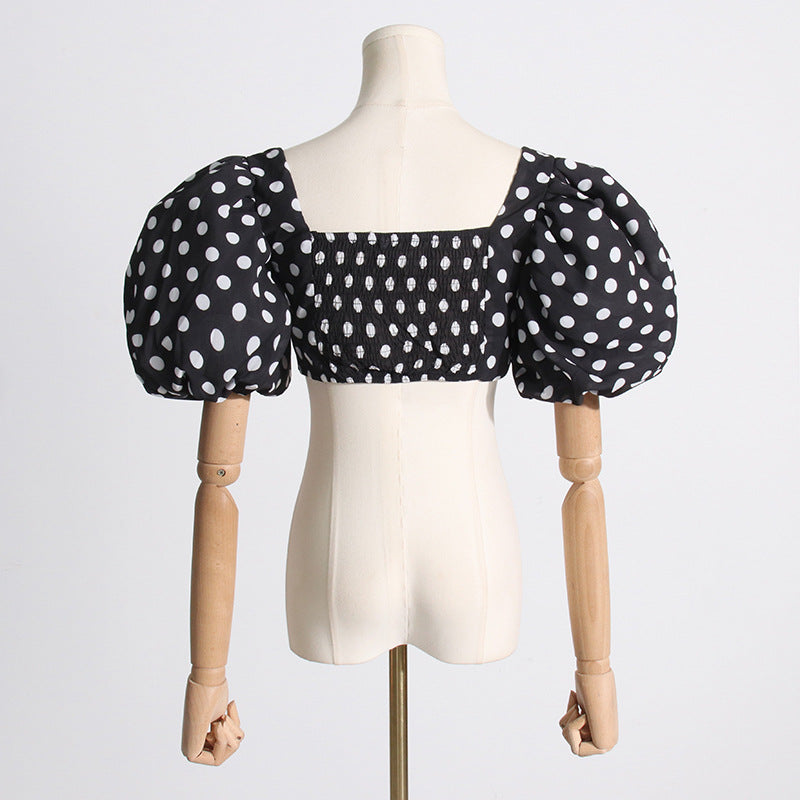 Designed Puff Sleeves Short Tops and Split Skirts Suits