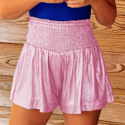 Casual Shinning Elastic Waist Summer Women Shorts