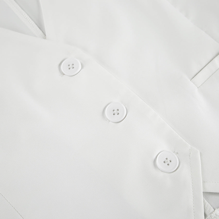 Summer White Sleeveless Vest & Long Pants Two Pieces Suits