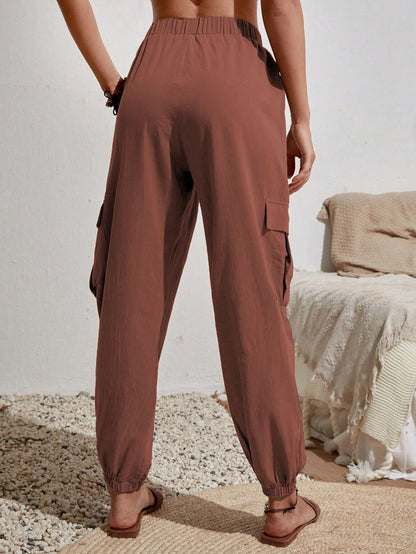 Casual Women Pockets Trousers