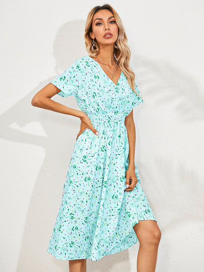 Summer Floral Print Short Sleeves Summer Daily Dresses