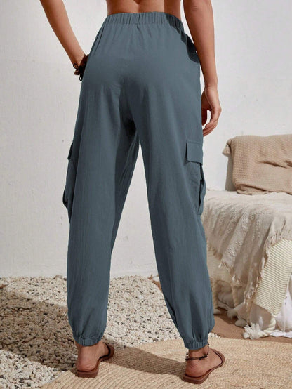 Casual Women Pockets Trousers
