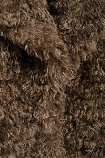 Brown Artificial Fur Short Jacket Coats