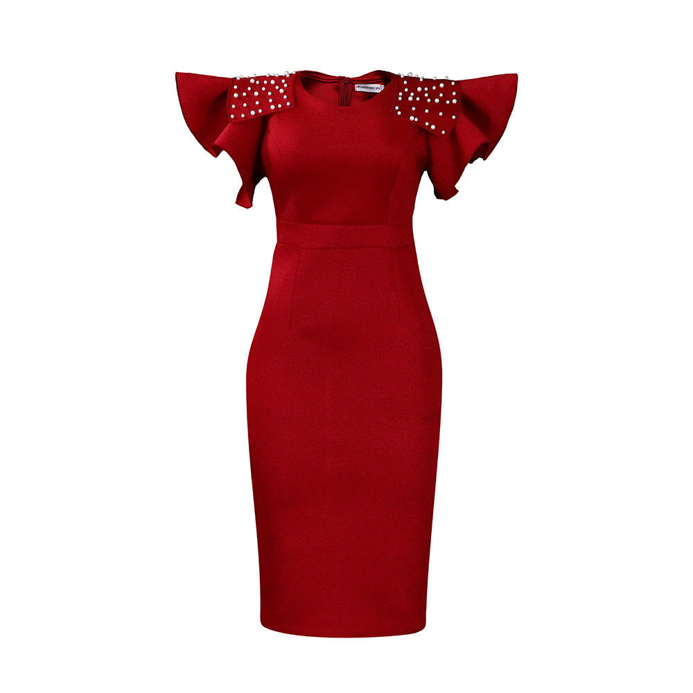 Summer Ruffled Sleeves Women Sheath Dresses
