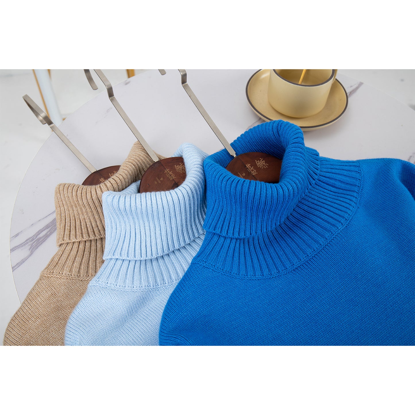 Fashion High Neck Knitted Pullover Sweaters for Women